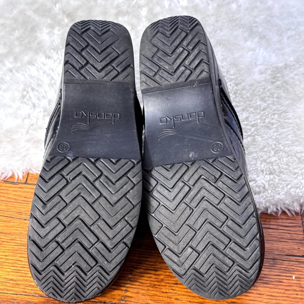 Dansko Professional Leather Clogs Petrol Patent Black Footwear Sz 8 - Picture 9 of 10